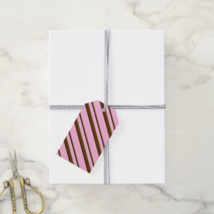 Etiqueta Para Presente Listras de Bala, rosa e marrom chocolate