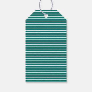 Etiqueta Para Presente Listras de Férias Refinadas | Verde Teal de Invern