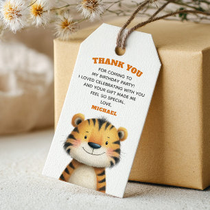 Etiqueta Para Presente Listras de Tigre Fofas Safari 1º Aniversário Obrig