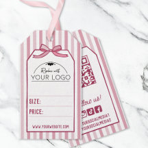 Listras e Laço Rosa Coquete Handdrawn Seu Logotipo