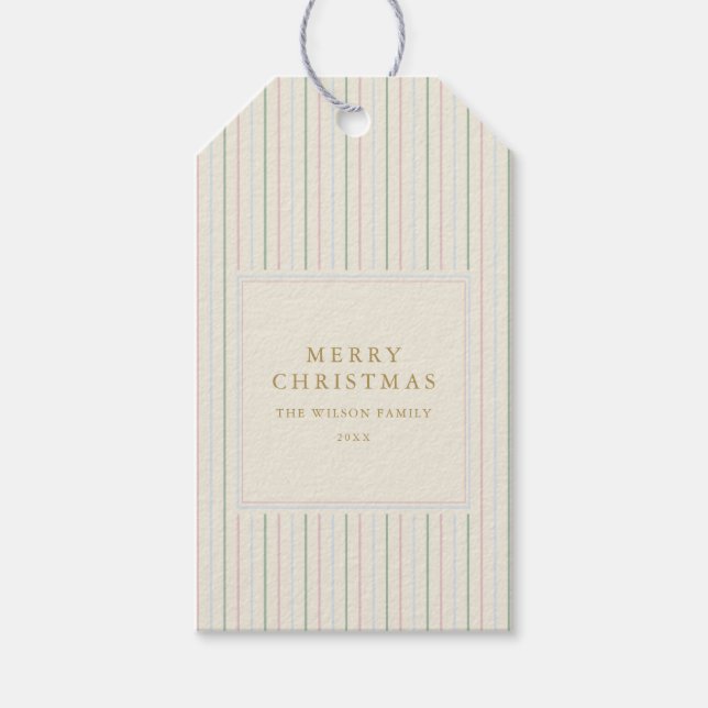 Etiqueta Para Presente Listras Grandmillennial de Natal (Frente)