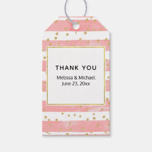Etiqueta Para Presente Listras Leves Rosa Faux Dourado Confetti Weddin