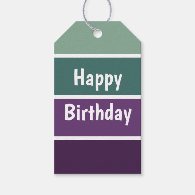 Etiqueta Para Presente Listras Verdes E Roxas (Frente)