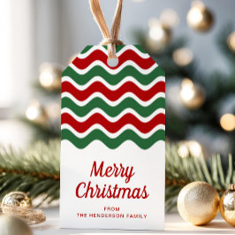 Etiqueta Para Presente Listras Vermelhas Verdes Modernas Feliz Natal