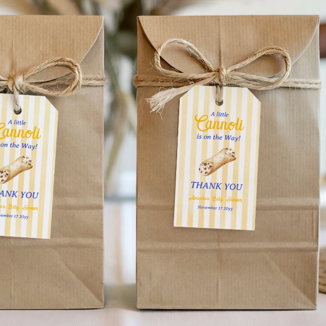 Etiqueta Para Presente Little Cannoli Yellow Blue Italian Baby Shower (Criador carregado)