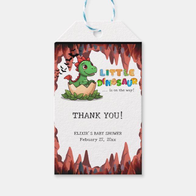 Etiqueta Para Presente Little Dinosaur Is on the Way (Frente)