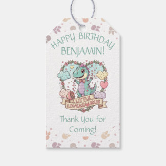Etiqueta Para Presente Little Hearts Dino Birthday Personalized