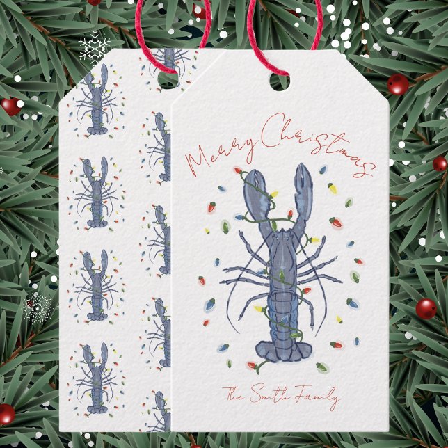 Etiqueta Para Presente Lobster Christmas Card (Criador carregado)