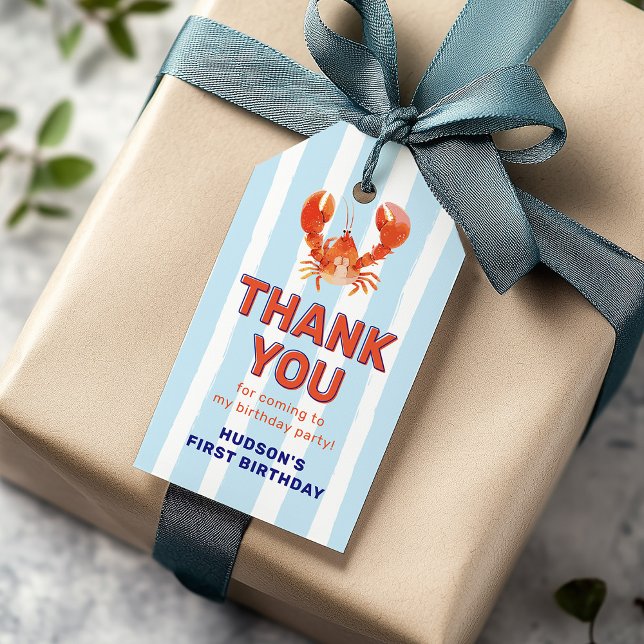 Etiqueta Para Presente Lobster Kids Birthday Thank You (Criador carregado)