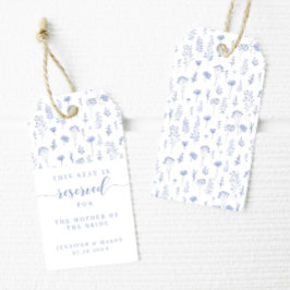 Etiqueta Para Presente Local do casamento floral azul Sede Reservado etiq