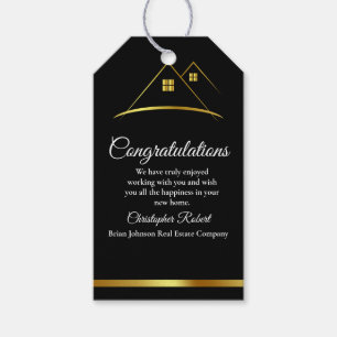 Etiqueta Para Presente Logotipo da Casa do Ouro Moderno Imobilizado