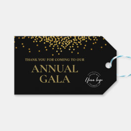 Etiqueta Para Presente Logotipo da Empresa Confete Dourado Preto Gala Anu