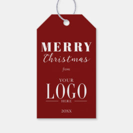 Etiqueta Para Presente Logotipo da Empresa Vermelho Branco Natal Minimali