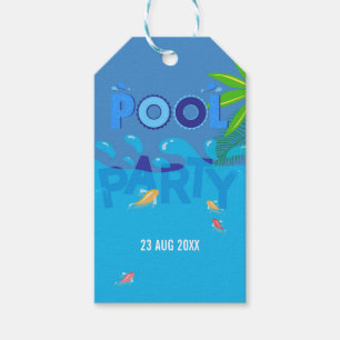 Etiqueta Para Presente Logotipo da Festa de Piscina de Verão Corporativa/