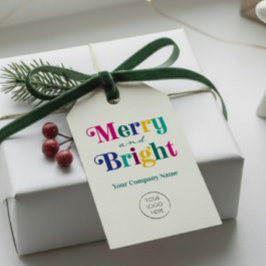 Etiqueta Para Presente Logotipo de Natal colorido e feliz brilhante