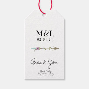 Etiqueta Para Presente Logotipo de Seta de Agradecimento de Casamento Min