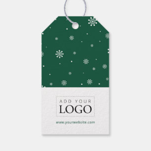 Etiqueta Para Presente Logotipo Empresarial Verde de Luzes e Neve Natalin