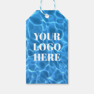 Etiqueta Para Presente Logotipo Vertical de Foto de Piscina Azul Água