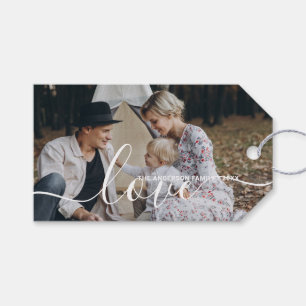 Etiqueta Para Presente 'Love' Foto personalizada da família com nome per