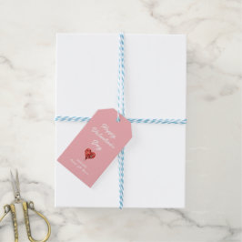 Etiqueta Para Presente Love Heart on Pink: Namorados Gift Tag