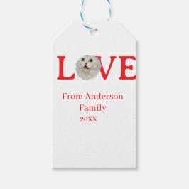 Etiqueta Para Presente Love holidays cat photo pet family name bold lette