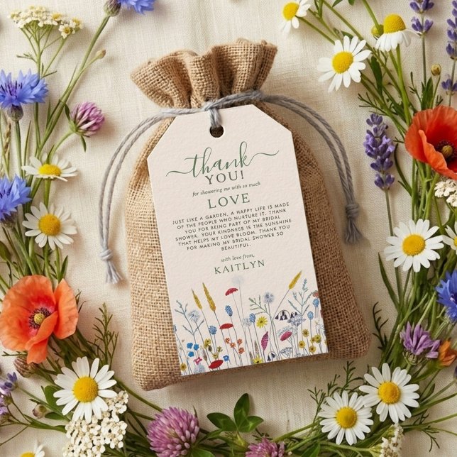 Etiqueta Para Presente Love in Bloom Wildflower Meadow Bridal Shower (Criador carregado)