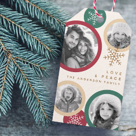 Etiqueta Para Presente Love peace snowflakes colorful photo holiday