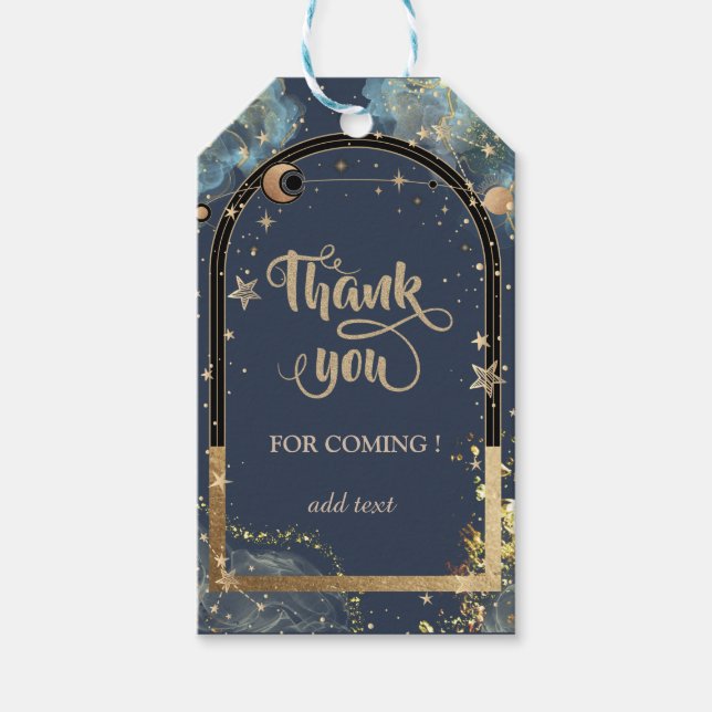 Etiqueta Para Presente Lua Dourada Celestial do Sol Dourado (Frente)