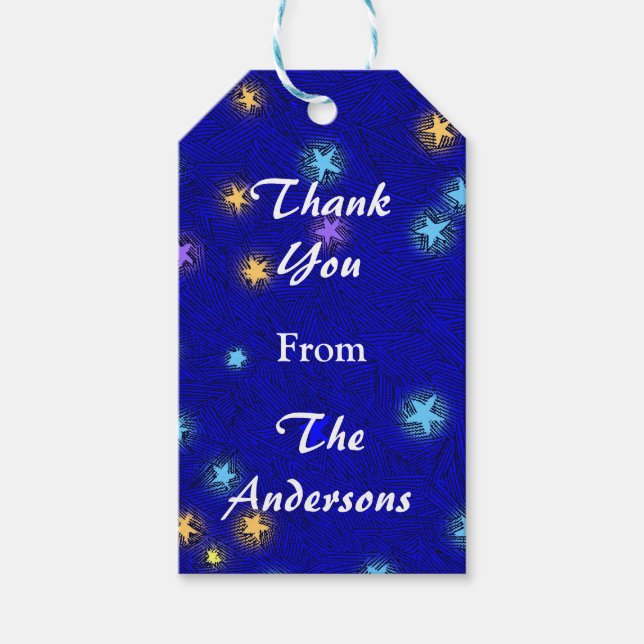 Etiqueta Para Presente Lua e Estrelas Personalizadas Etch Obrigado Etique (Frente)