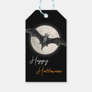 Etiqueta Para Presente Lua e Morcego Feliz Halloween