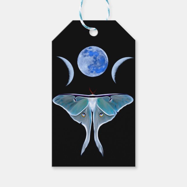 Etiqueta Para Presente Lua tripla de Luna Moth a preto (Frente)