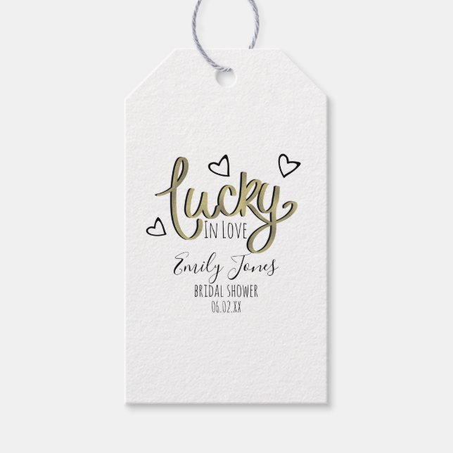 Etiqueta Para Presente Lucky in Love Hearts Bridal Shower (Frente)