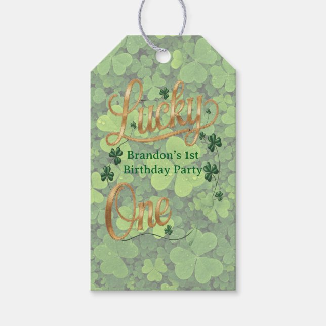 Etiqueta Para Presente Lucky One 1st. Birthday Party Thank You (Frente)