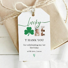 Etiqueta Para Presente Lucky One First Birthday Favor Tag Green Shamrock