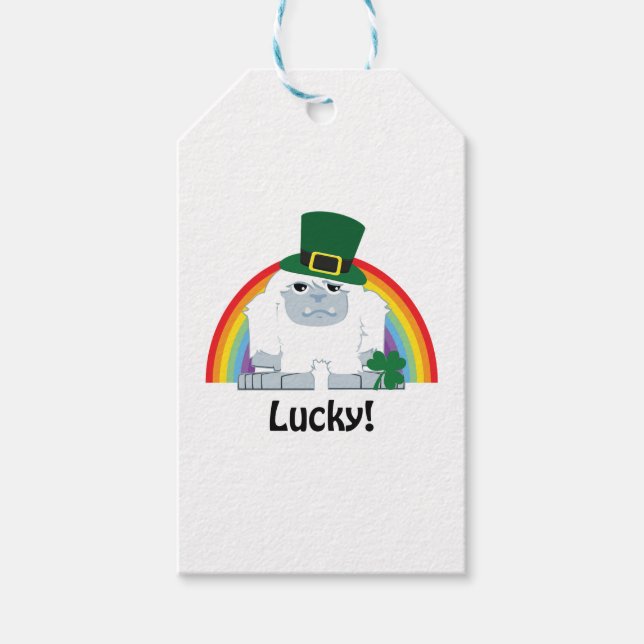 Etiqueta Para Presente Lucky Yeti Leprechaun (Frente)
