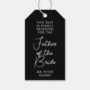 Etiqueta Para Presente Lugar Reservado para Pai da Noiva Branca Preta
