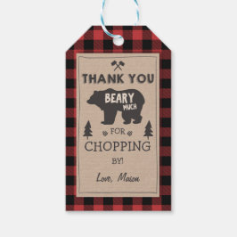 Etiqueta Para Presente Lumberjack obrigado você marca Bear Red xadrez Ani
