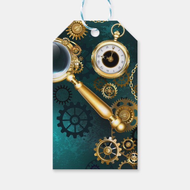 Etiqueta Para Presente Lupa no estilo Steampunk (Frente)
