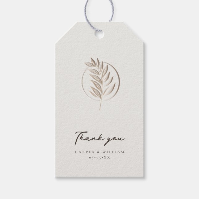 Etiqueta Para Presente Luxuoso marfim obrigado  (Frente)