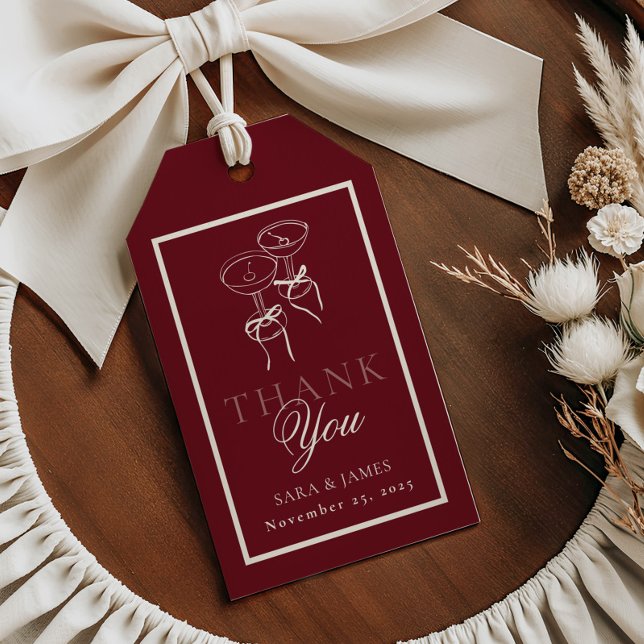 Etiqueta Para Presente Luxury Burgundy Monogram Calligraphy Wedding (Criador carregado)