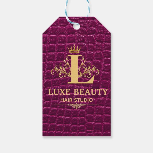 Etiqueta Para Presente Luxury Crocodile Leather Monogram Gold Initial  (Frente)