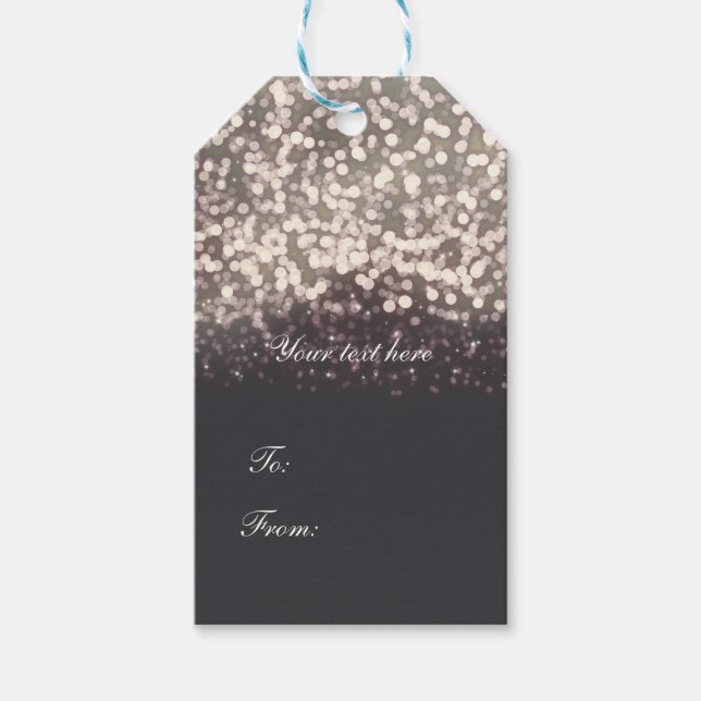 Etiqueta Para Presente Luzes brilhantes Cinzas românticas Glam moderno (Frente)