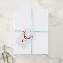 Etiqueta Para Presente Luzes coloridas de rena vermelha contemporânea