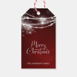 Etiqueta Para Presente Luzes de Corda Burgundy Natal