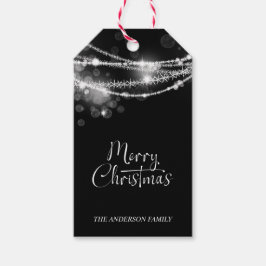 Etiqueta Para Presente Luzes de Corda Natal Preto