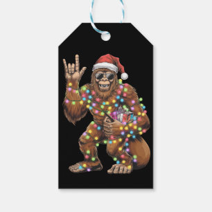 Etiqueta Para Presente Luzes de Natal do Papai Noel Pé Grande Rock Engraç
