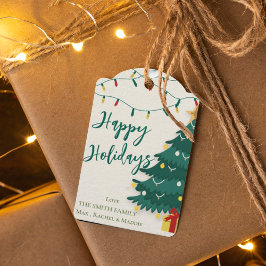 Etiqueta Para Presente Luzes de Natal Feliz Luzes de Árvore Natal Fofa