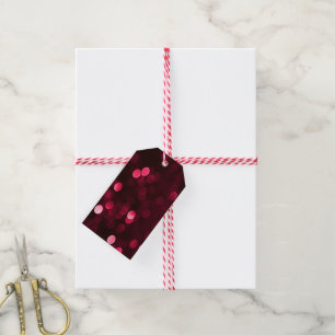 Etiqueta Para Presente Luzes de Natal Vermelhas Brilhantes Bokeh Feliz Na