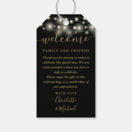 Etiqueta Para Presente Luzes Douradas E Negras, Fim de Boas-Vindas