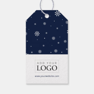 Etiqueta Para Presente Luzes & Neve Azul-Marinho Logotipo de Natal Empres